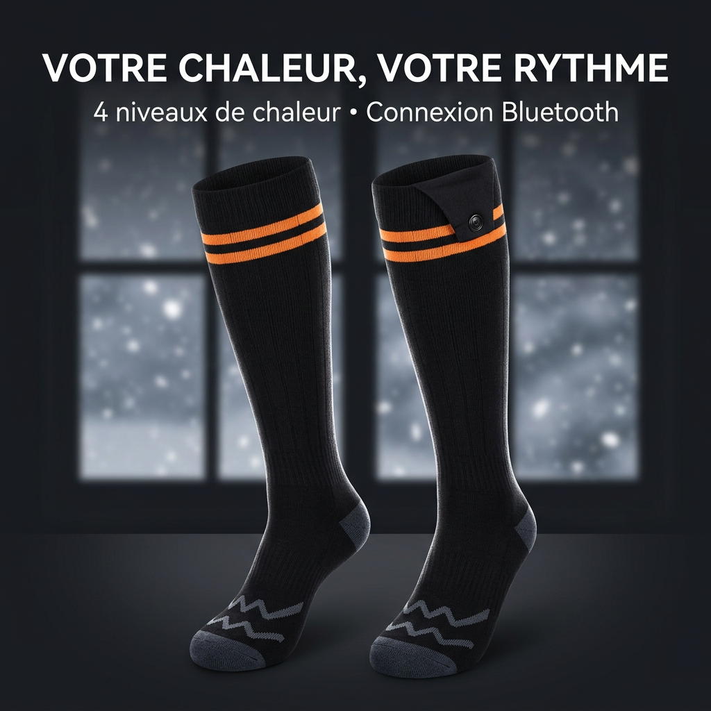Chaussettes chauffantes avec quatre niveaux de chaleur et connexion Bluetooth