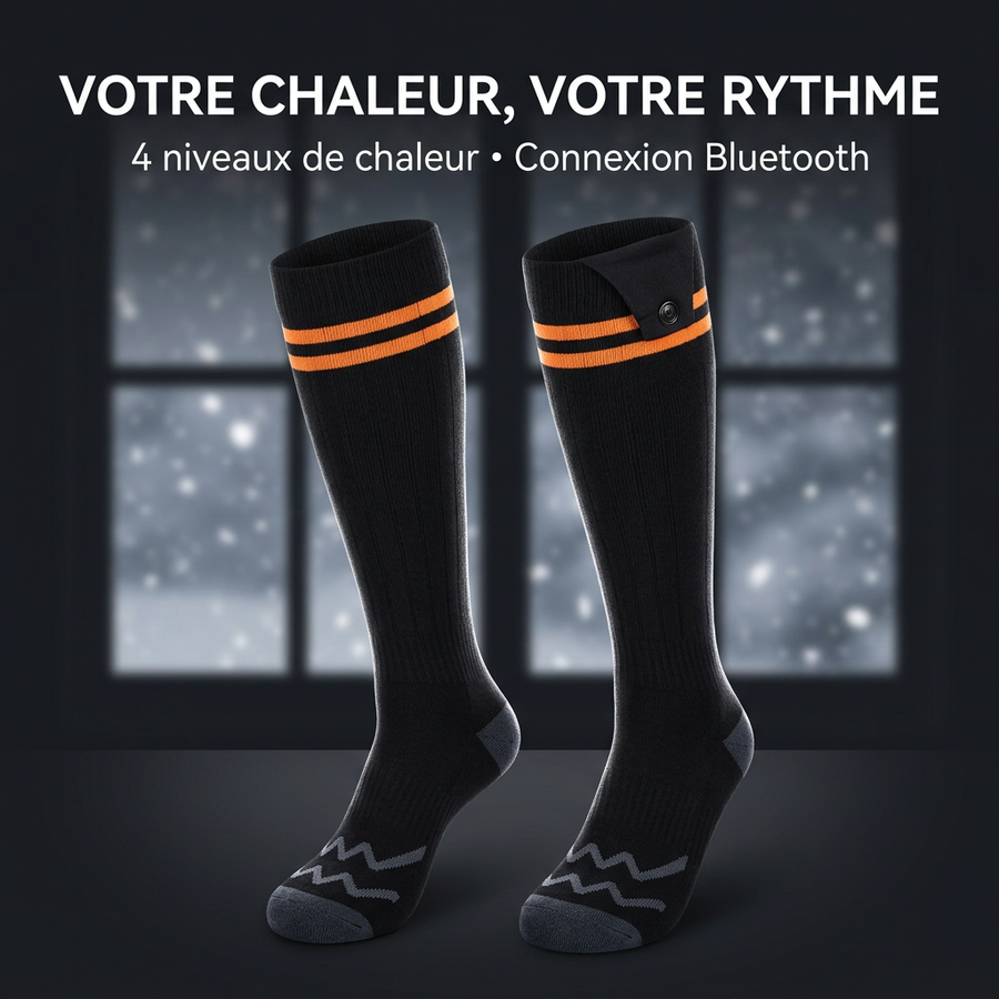 Chaussettes chauffantes avec quatre niveaux de chaleur et connexion Bluetooth