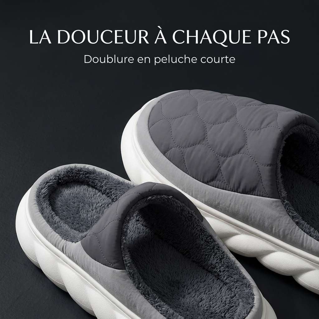 Chaussons matelassés et doublure en peluche