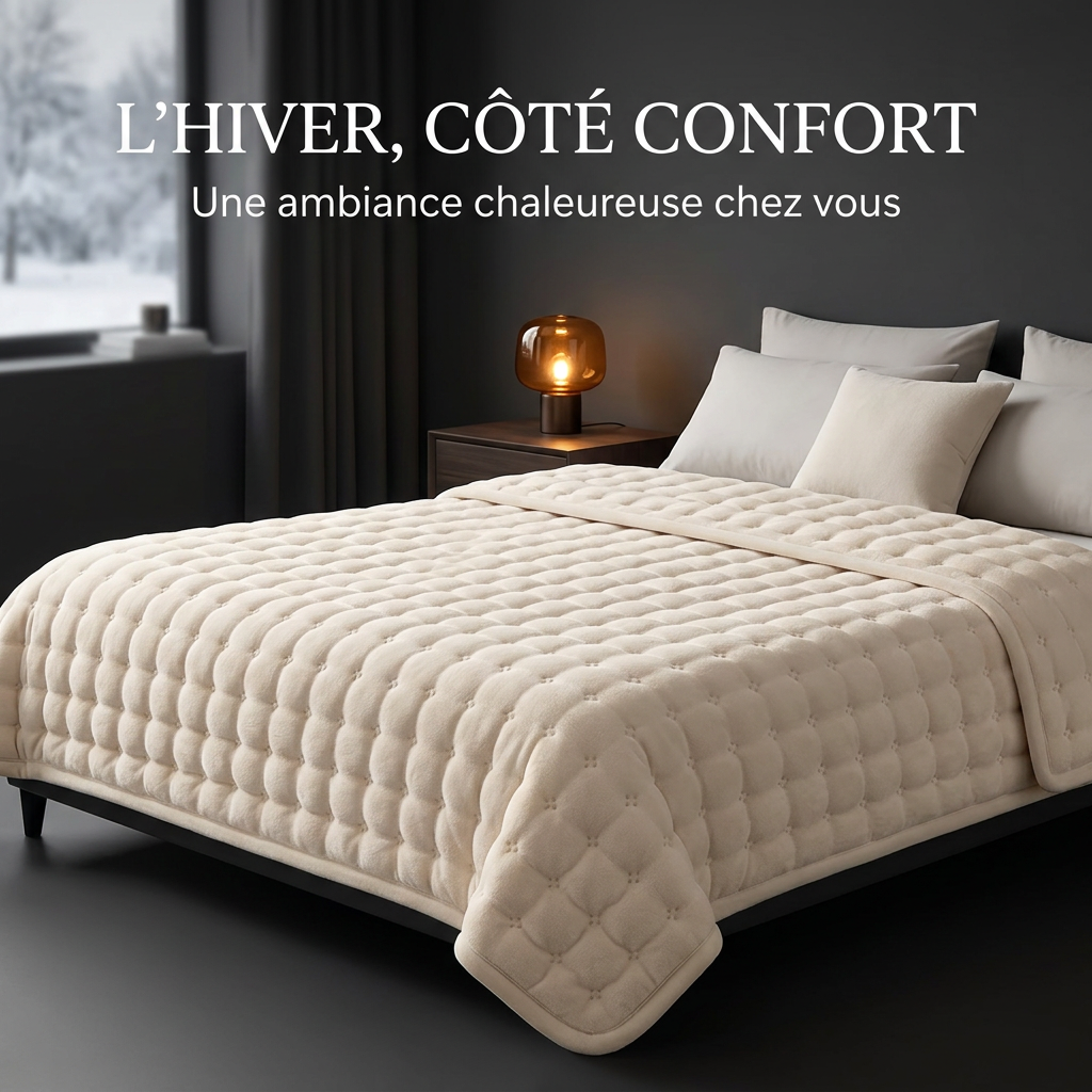Couverture chauffante dans une chambre à l’ambiance hivernale