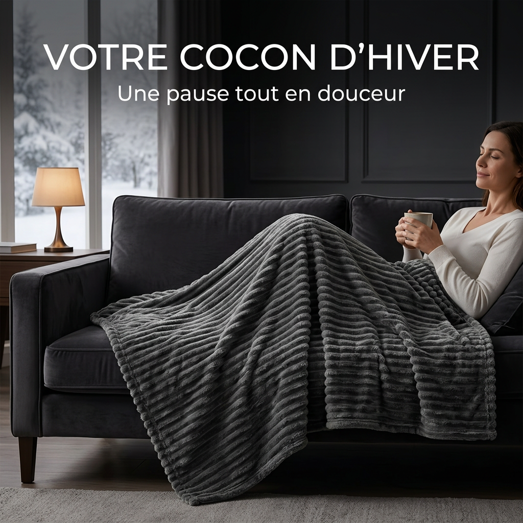 Couverture polaire grise pour un moment cocooning