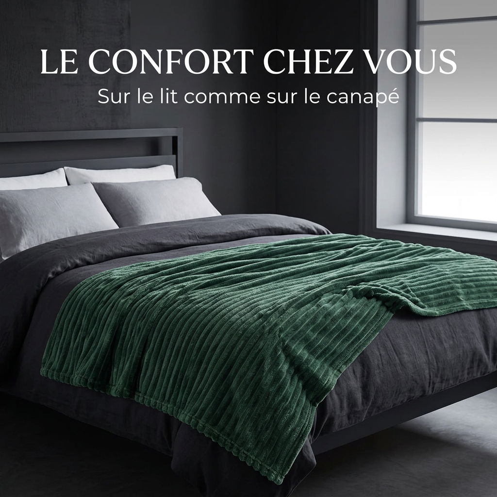 Couverture polaire verte dans une chambre élégante