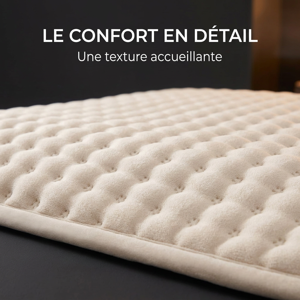 Détails de la texture de la couverture chauffante crème