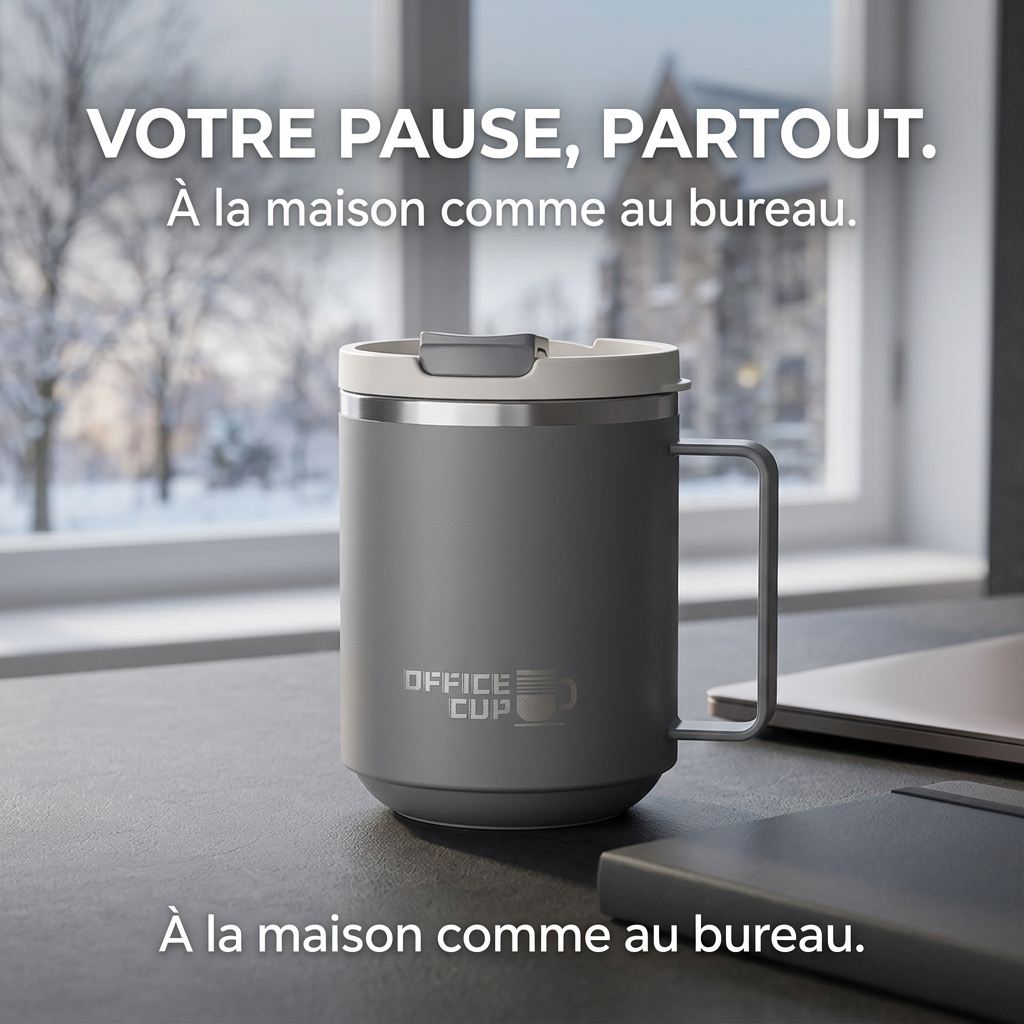 Mug isotherme sur un bureau élégant