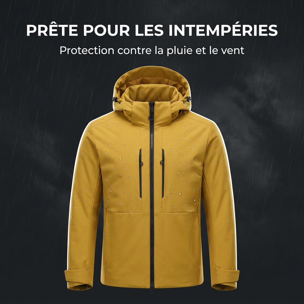 Veste jaune sous une pluie légère